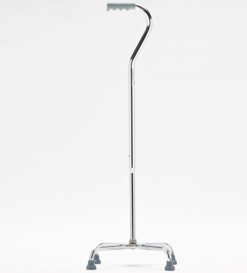 FS921 Трость 4-хопорная с пластиковой ручкой, изогнутая, сталь
